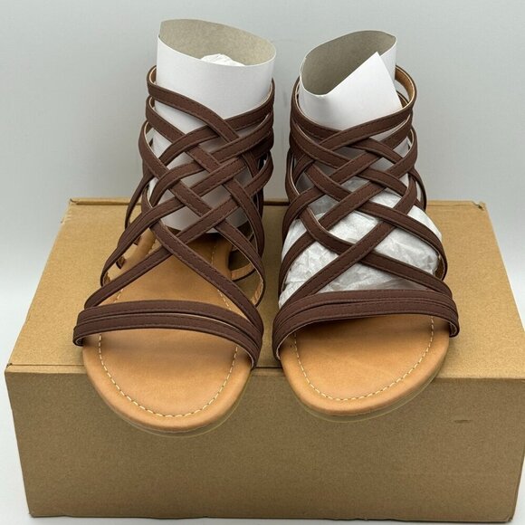 Journey Womens Hanni Brown Gladiator Strappy Sandals Back Zipper Size 6 - Picture 2 of 7